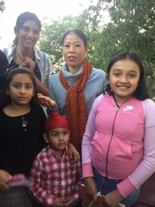 Obliging her young fans, MC Mary Kom